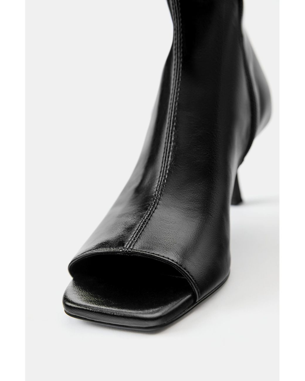 Pull&Bear Black Peep-Toe-Absatzstiefeletten