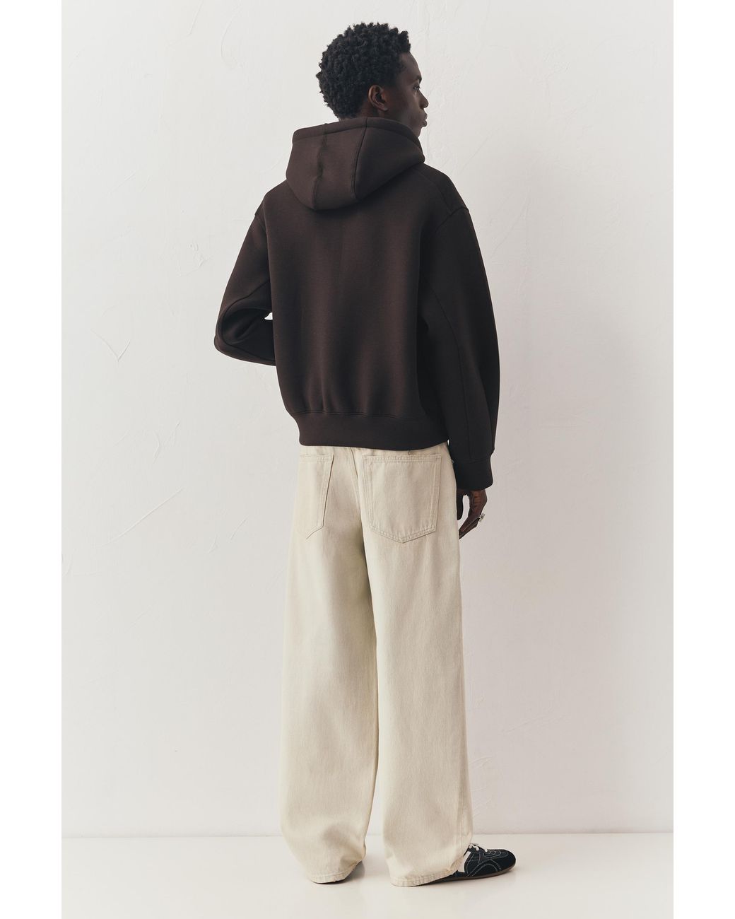 Pull&Bear Brown Neoprene-Effect Hoodie for men