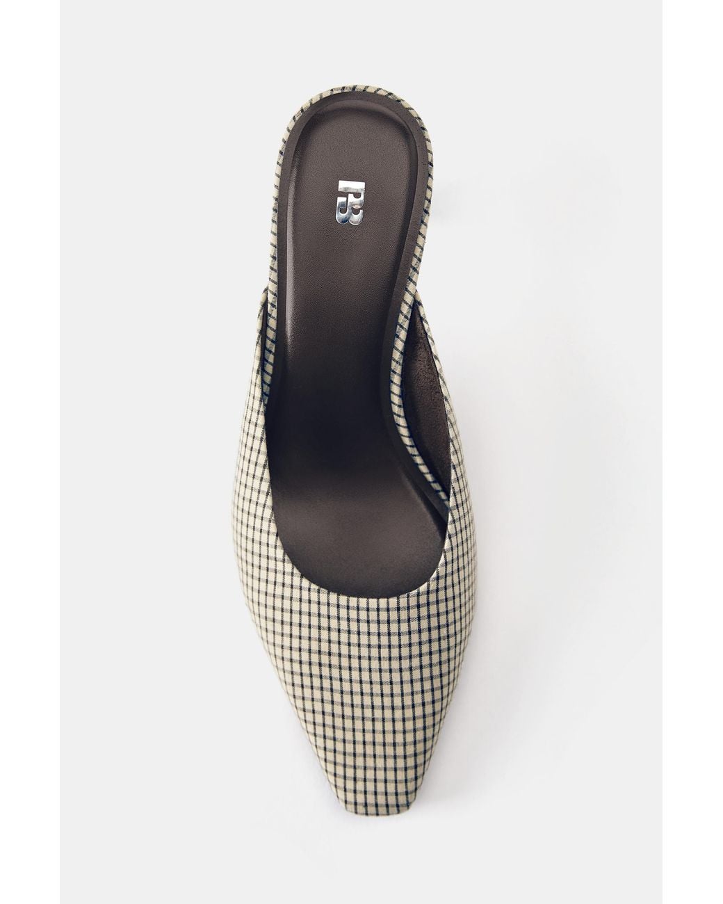 Pull&Bear White Checked Mule Heels