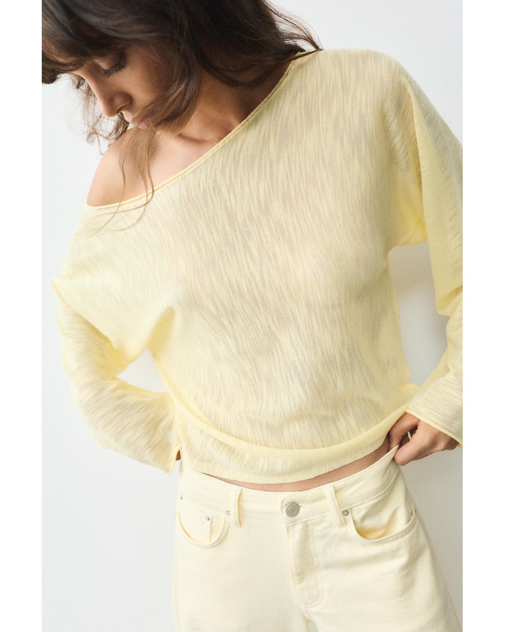 Pull&Bear Blue Fine-Knit Asymmetric T-Shirt