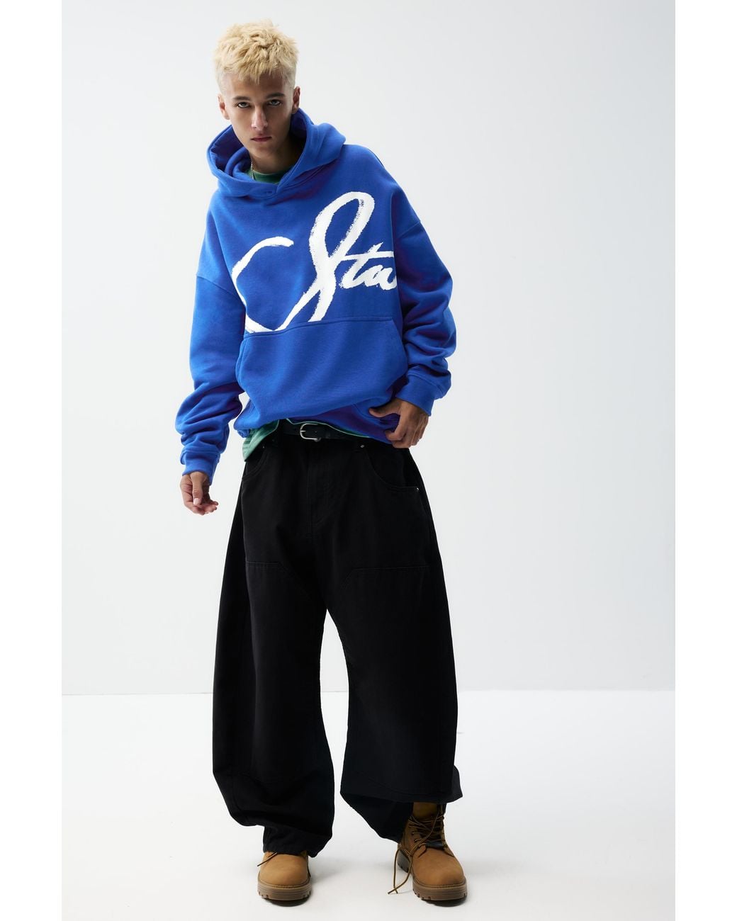 Pull&Bear Blue Stwd Hoodie for men