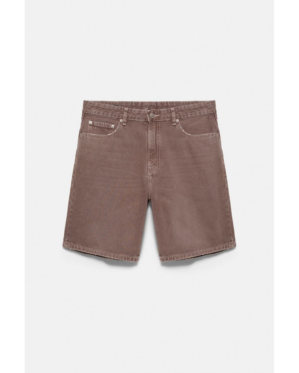 Pull&Bear White Standard Denim Bermuda Shorts for men