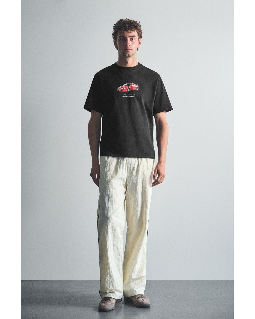 Pull&Bear Gray Toyota Celica T-Shirt for men
