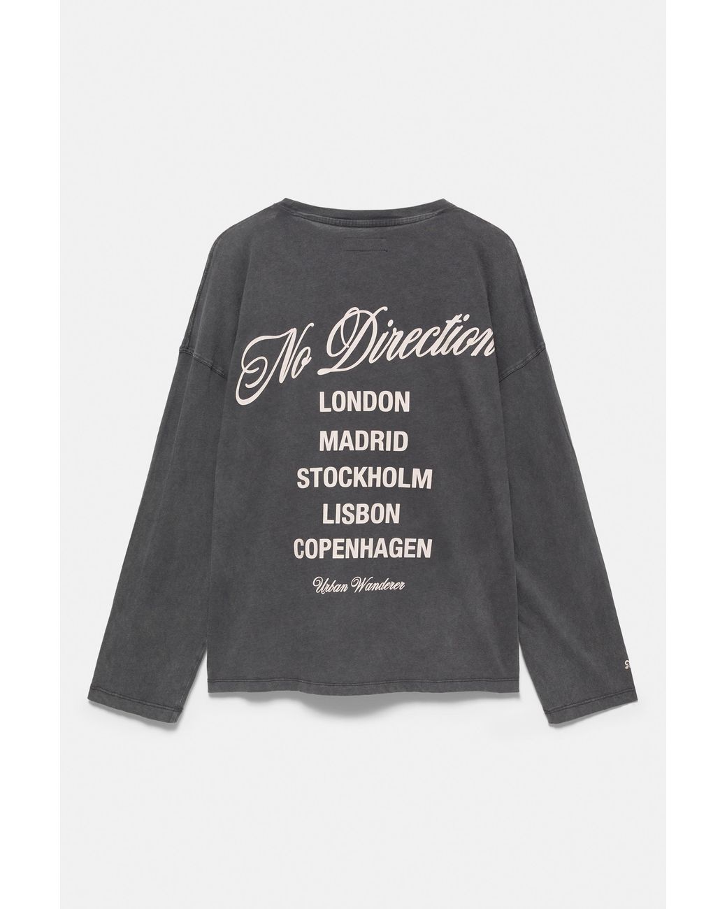 Pull&Bear Gray Oversize Graphic T-Shirt