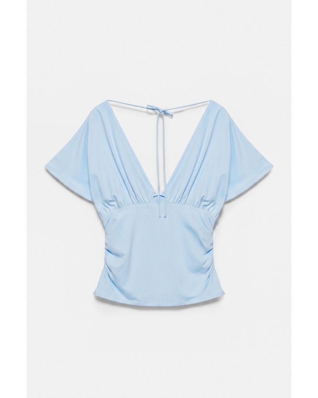Top Froncé Col En V Pull&Bear en coloris Blue