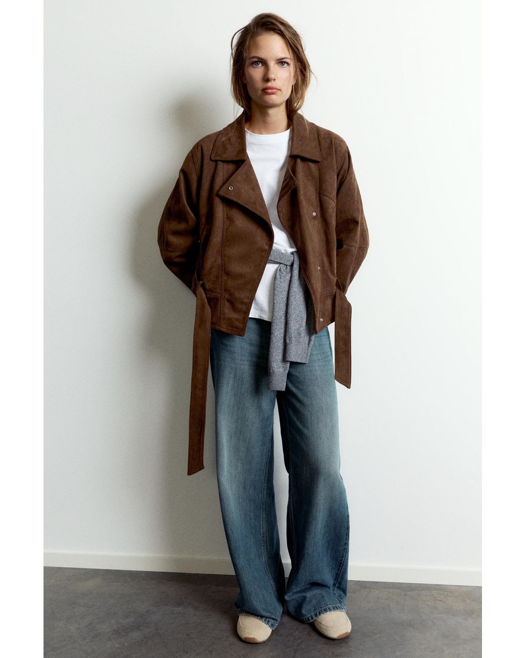 Pull&Bear Blue Short Faux Suede Trench Coat