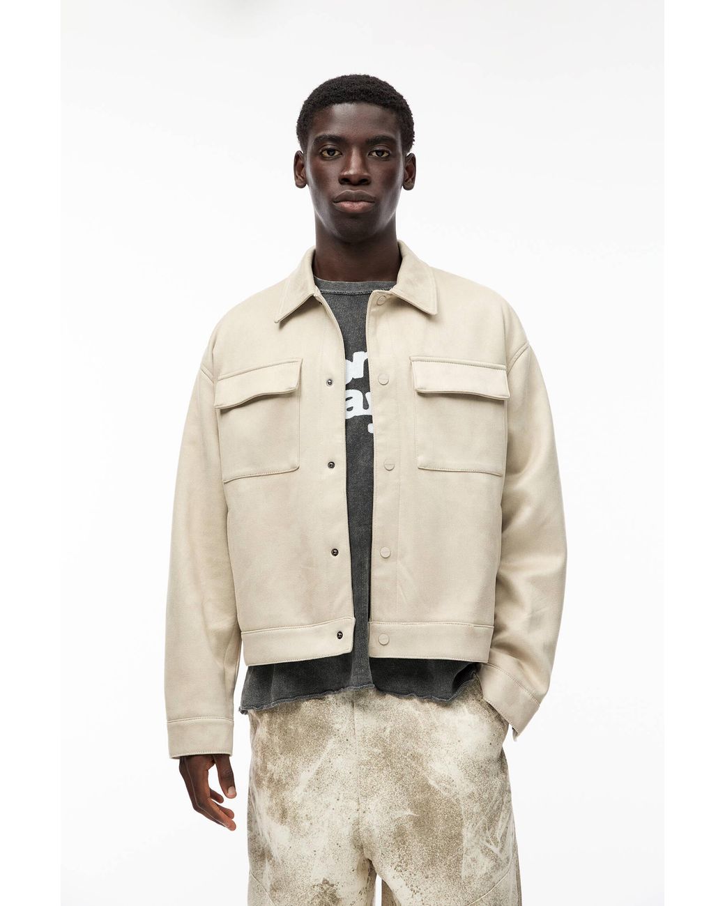 Pull&Bear Truckerjacke Aus Wildleder in Natur für Herren Lyst DE