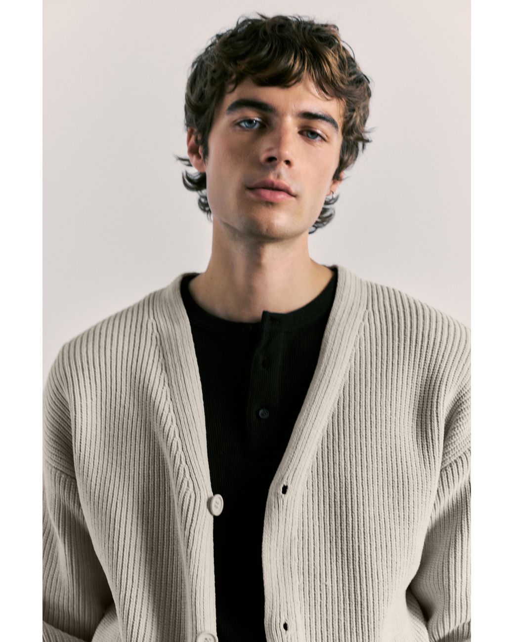 Pull&Bear Black Buttoned Cardigan for men