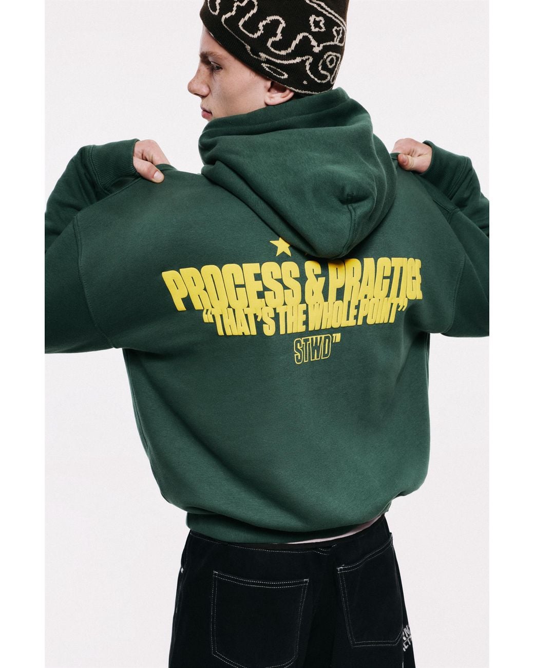 Pull&Bear Green Stwd Hoodie for men