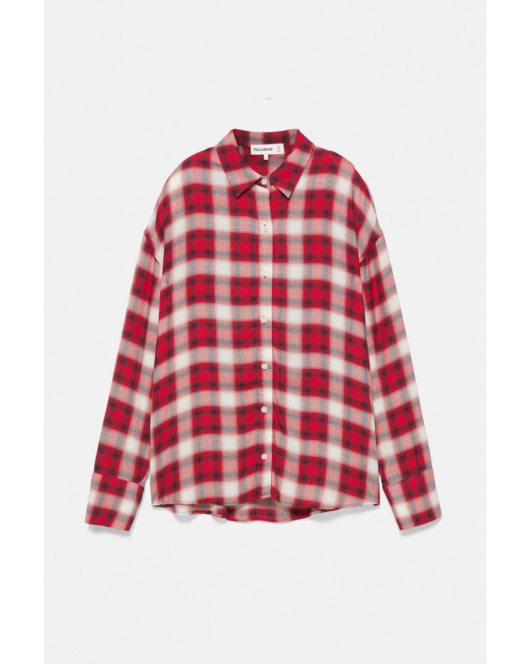 Pull&Bear Red Long Sleeve Check Shirt