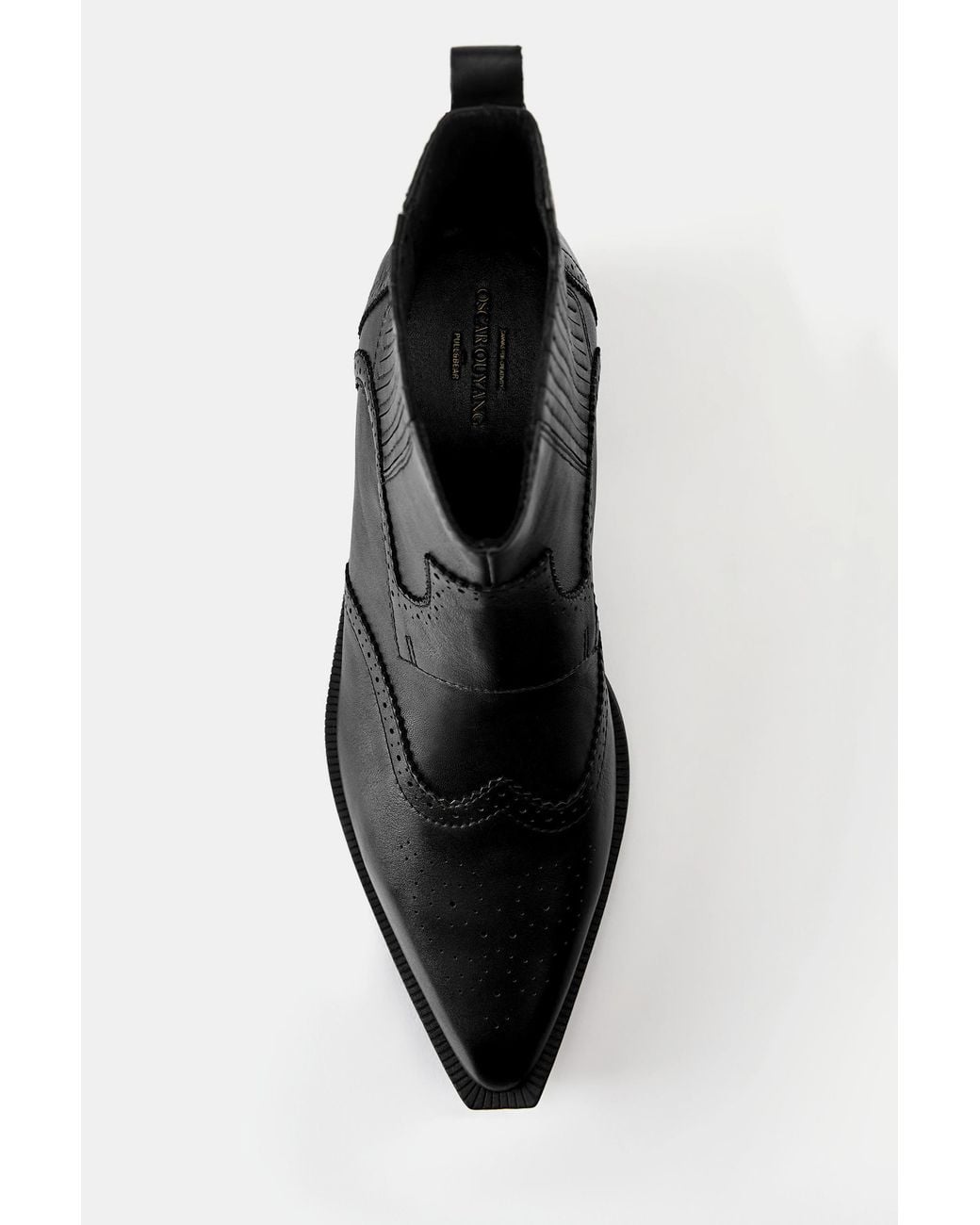 Pull&Bear Black Leather Cowboy Ankle Boots for men