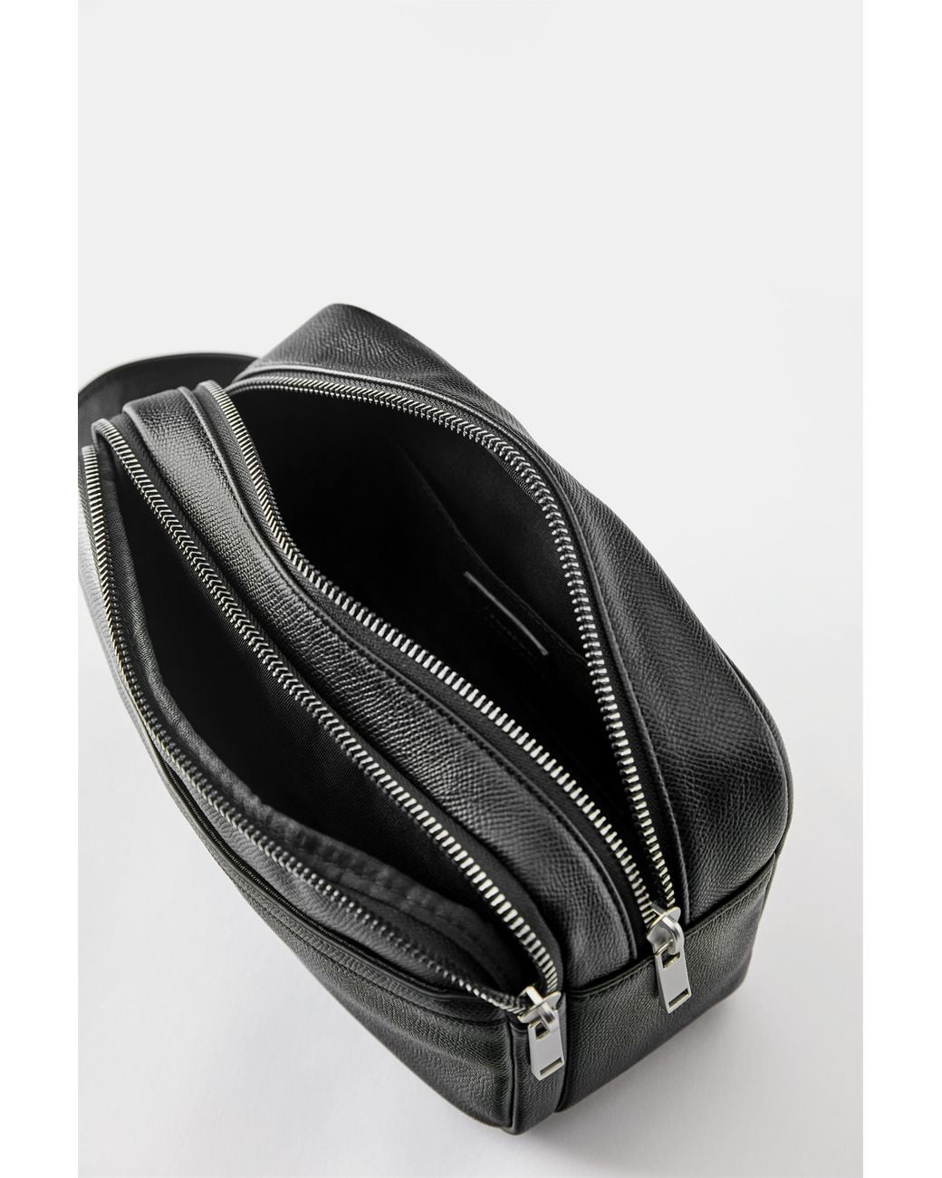 Pull&Bear Black Suede Wash Bag With Handle for men
