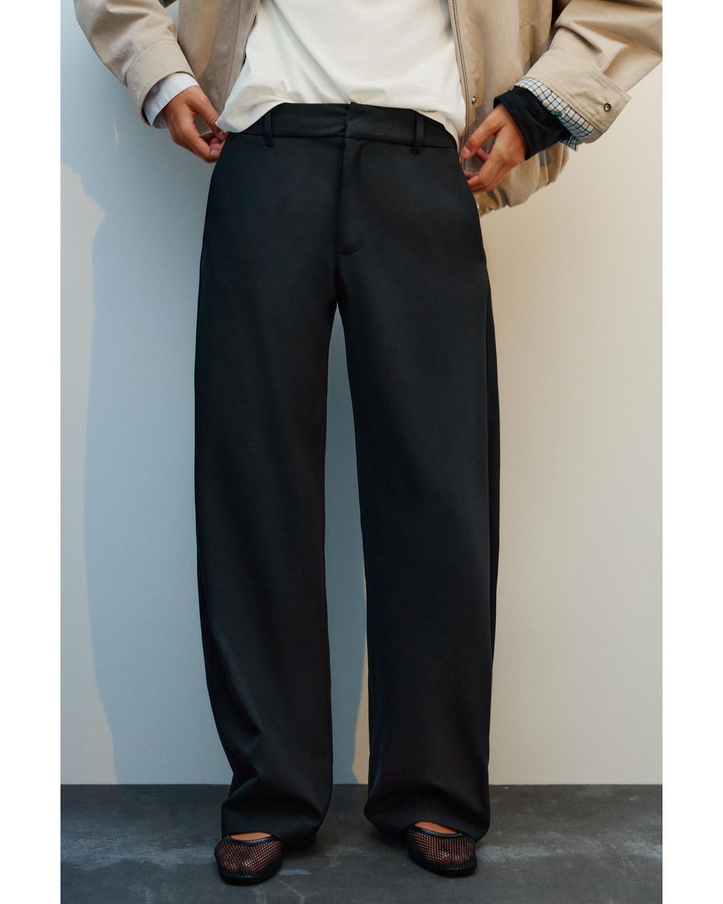Pantalon Habillé Barrel Pull&Bear en coloris Black