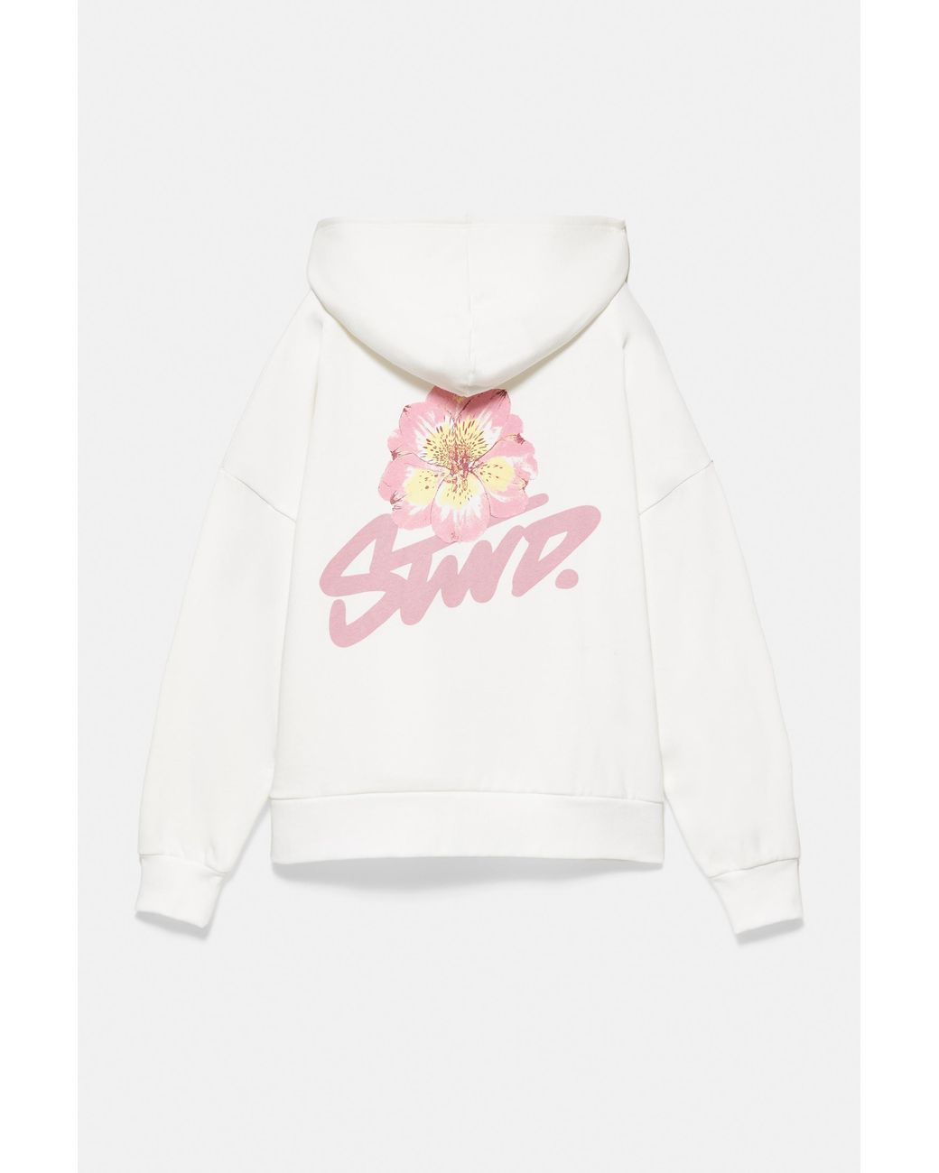 Pull&Bear White Flower Graphic Hoodie