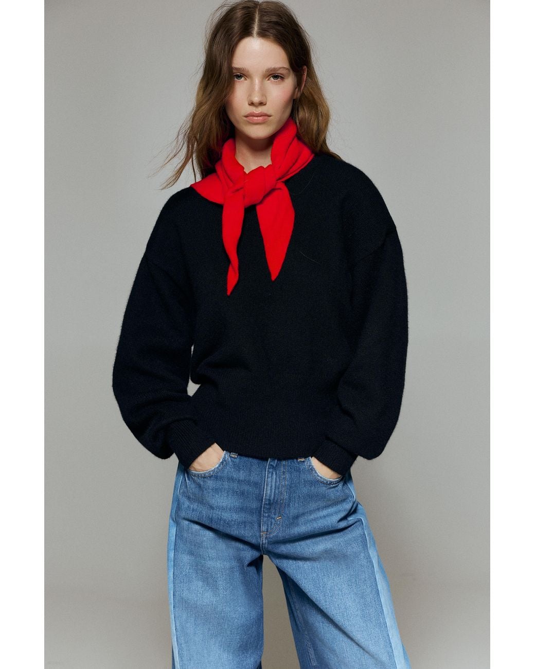 Pull&Bear Gebreide Driehoekssjaal in het Red