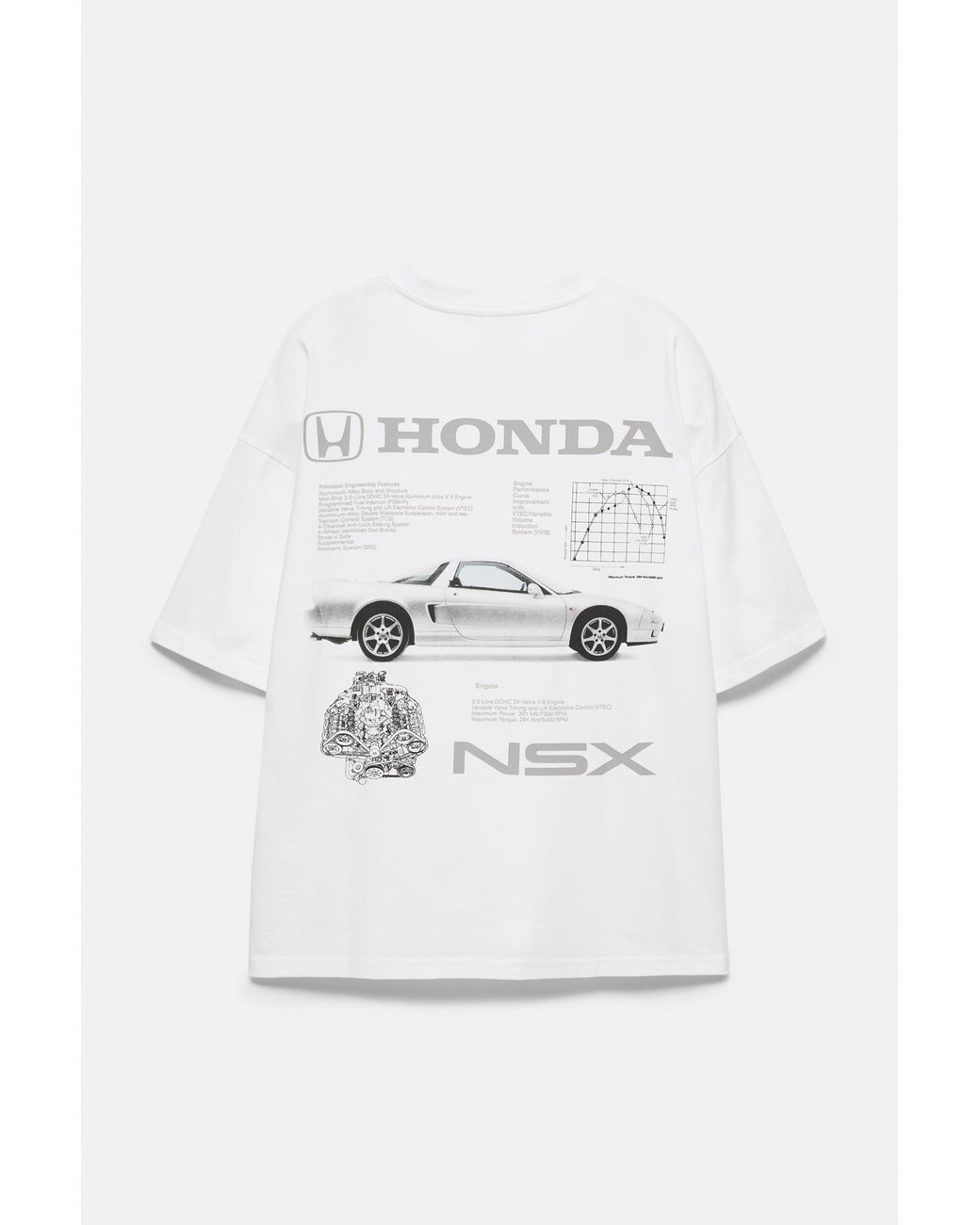Pull&Bear White Honda Nsx T-Shirt for men