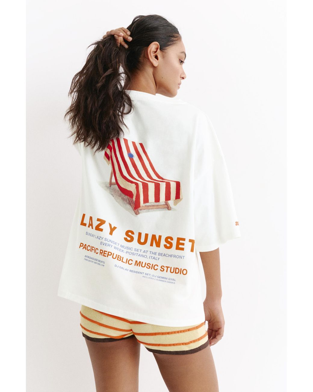 Pull&Bear T-Shirt Met Hangmatprint in het Brown