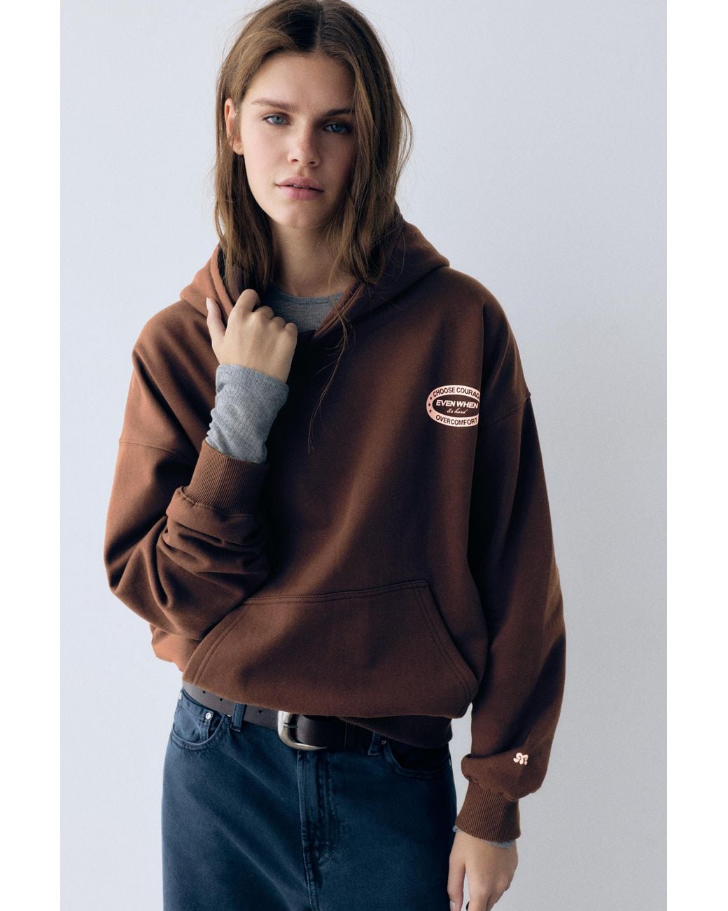 Sweat À Capuche Imprimé En Daim Pull&Bear en coloris Brown