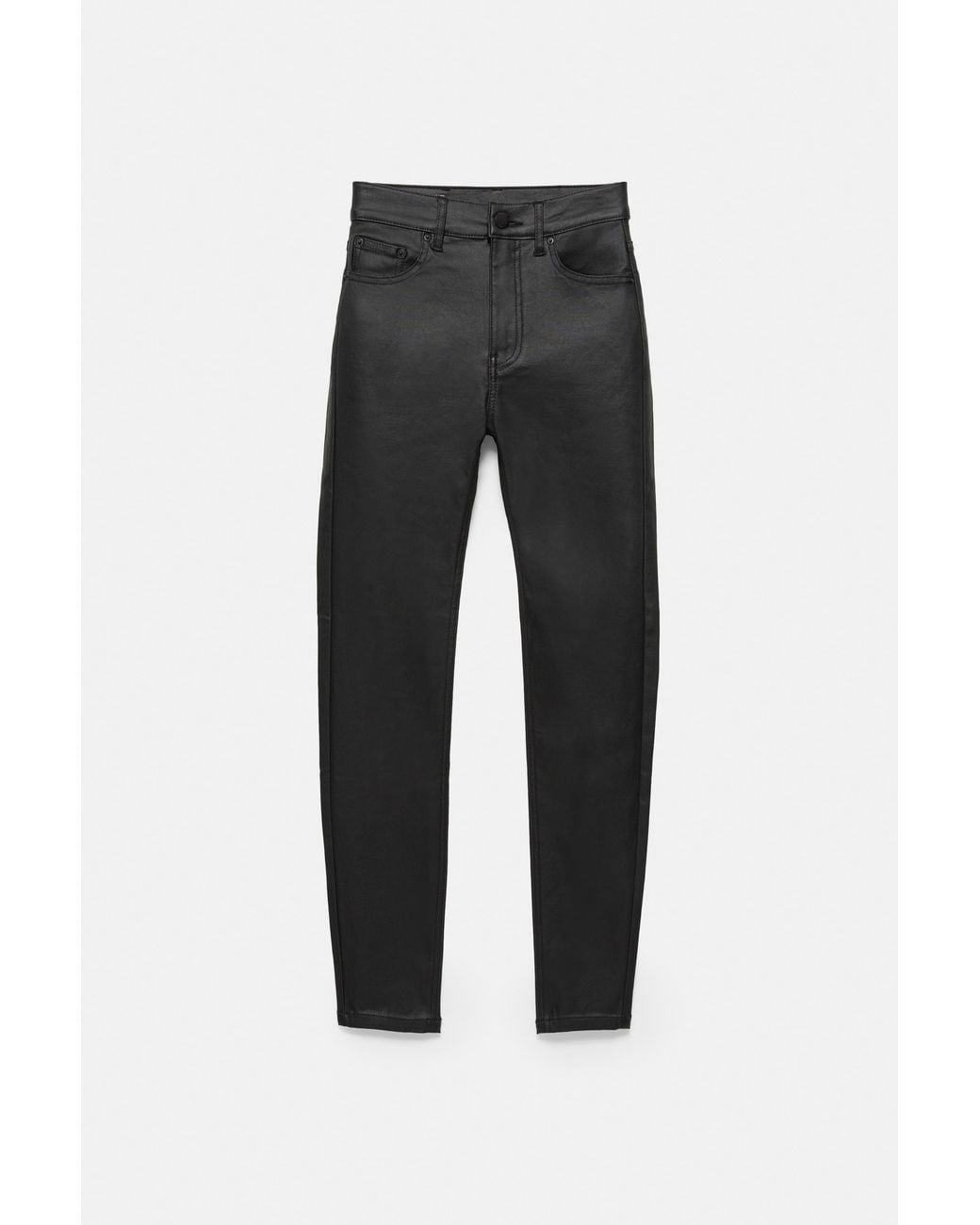 Pull&Bear Gray Leather Effect Skinny Trousers