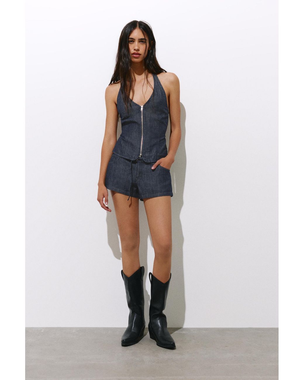 Pull&Bear Brown Denim Shorts With Belt
