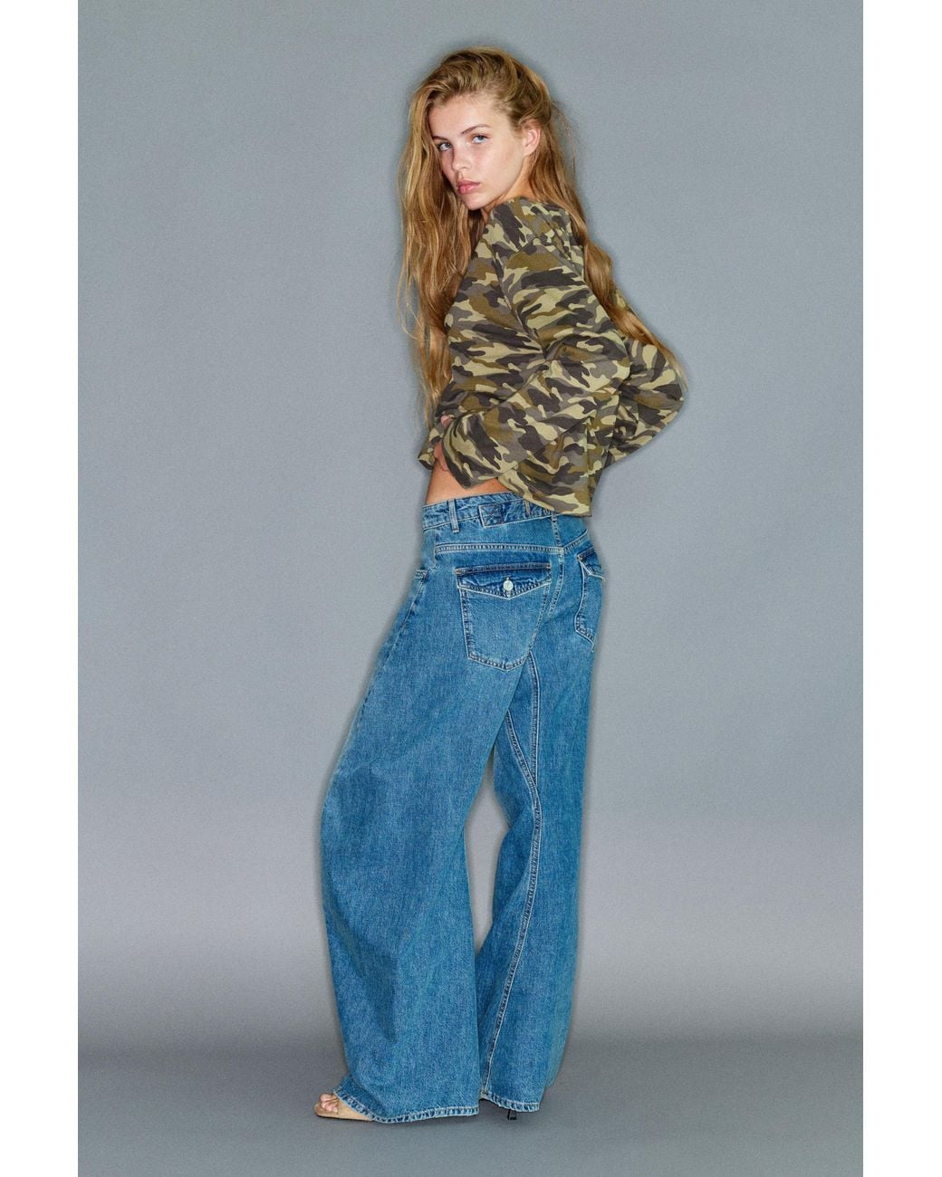 Pull&Bear Blue Long Sleeve Printed T-Shirt