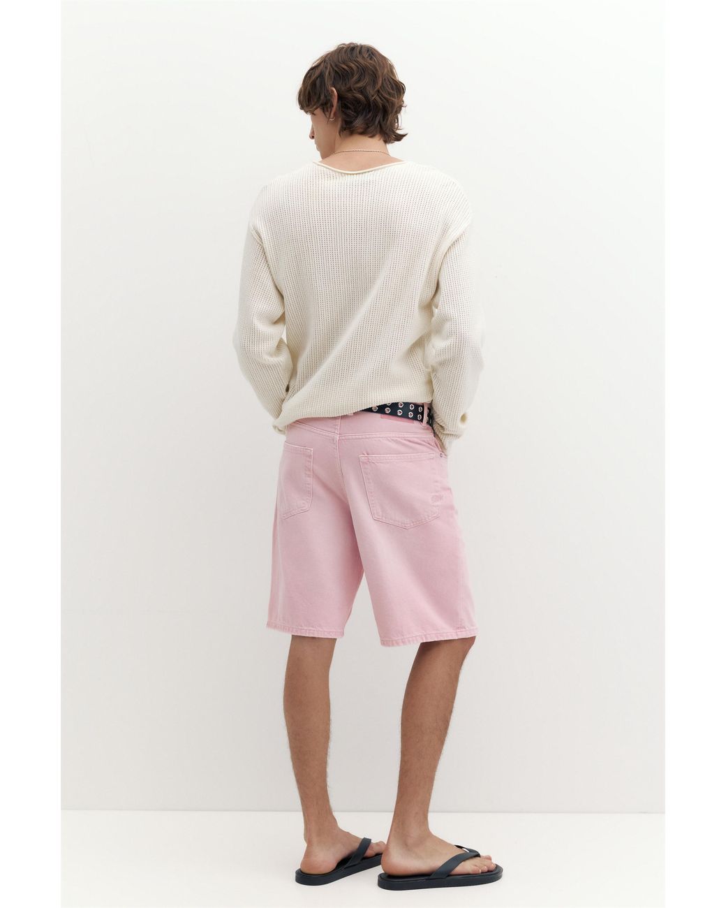 Pull&Bear Gray Baggy Denim Bermuda Shorts for men