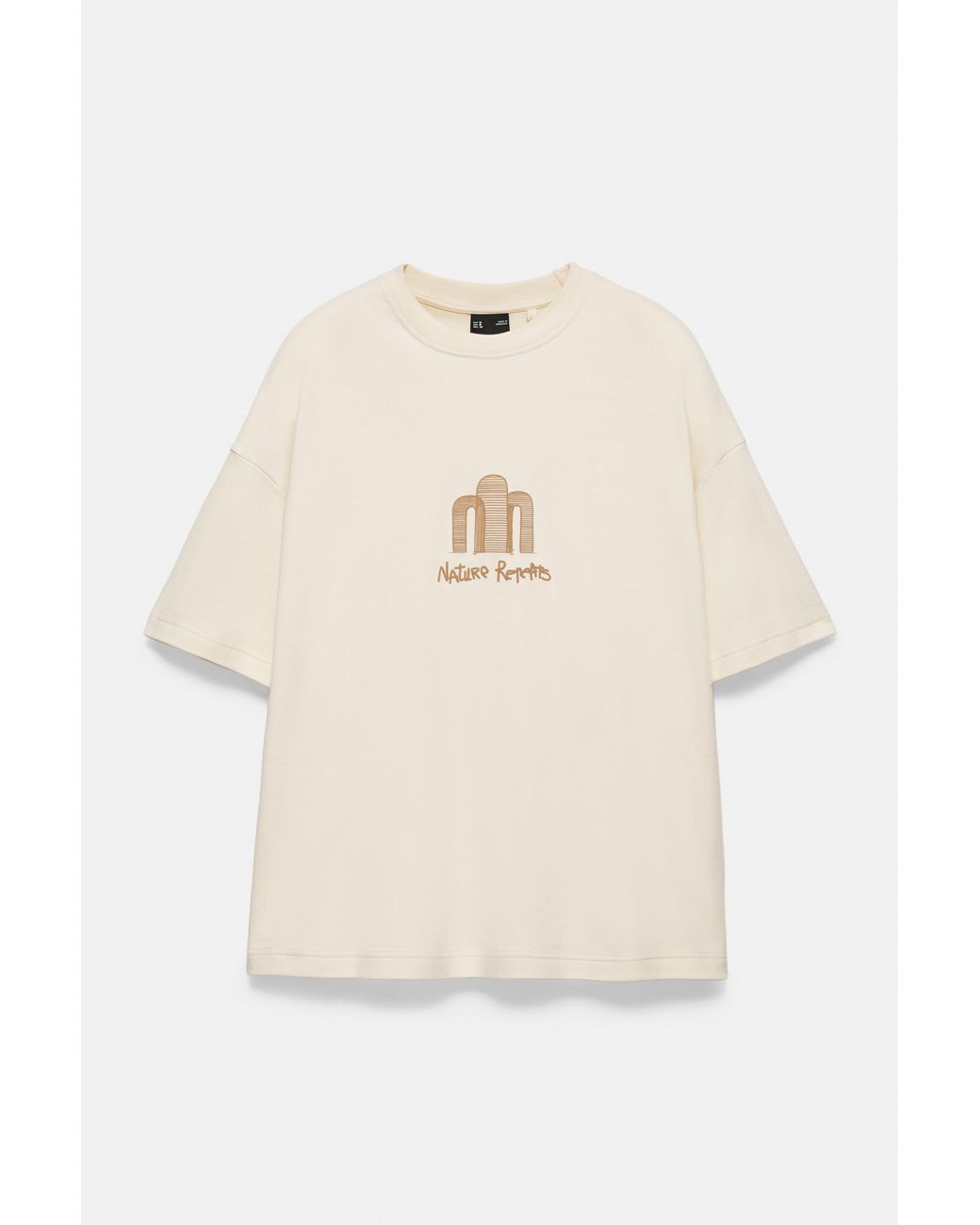 Pull&Bear Natural Short Sleeve Graphic Sweatshirt for men