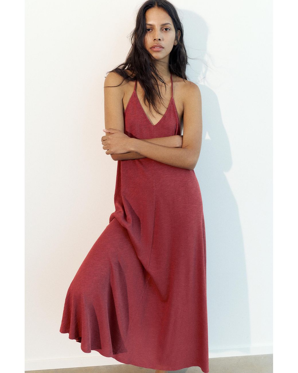 Pull&Bear Red Strappy Back Midi Dress