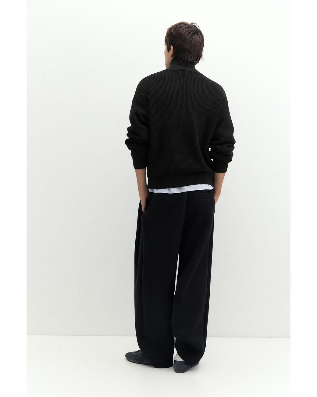 Pull&Bear Black Quarter-Zip Jumper for men