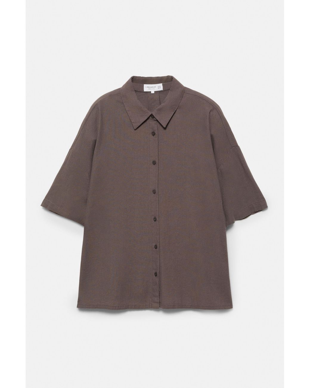 Pull&Bear White Short Sleeve Linen Blend Shirt