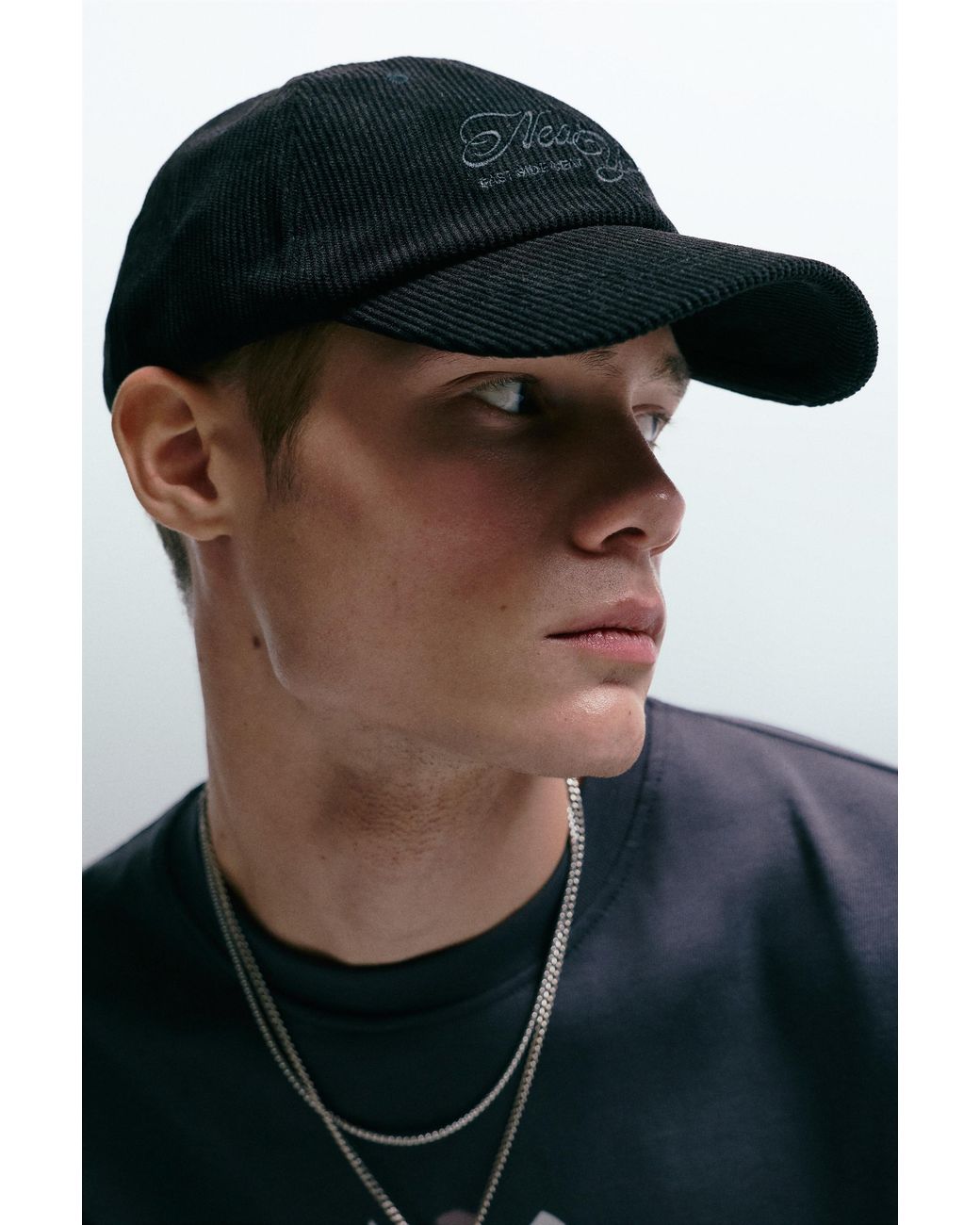 Pull&Bear Schwarze Cordkappe in Black für Herren