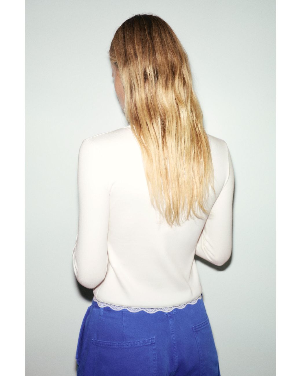 Pull&Bear Gray Buttoned Lace T-Shirt