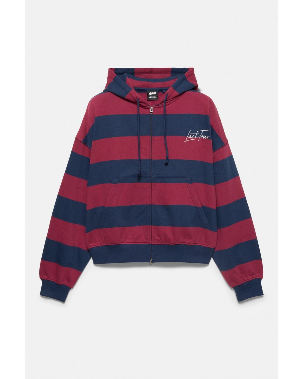 Pull&Bear Black Striped Zip-Up Hoody for men