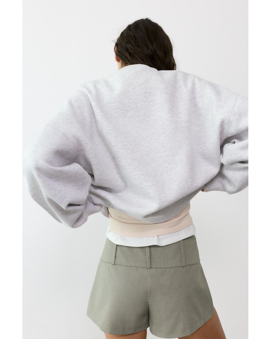 Pull&Bear Gray Round Neck Sweatshirt