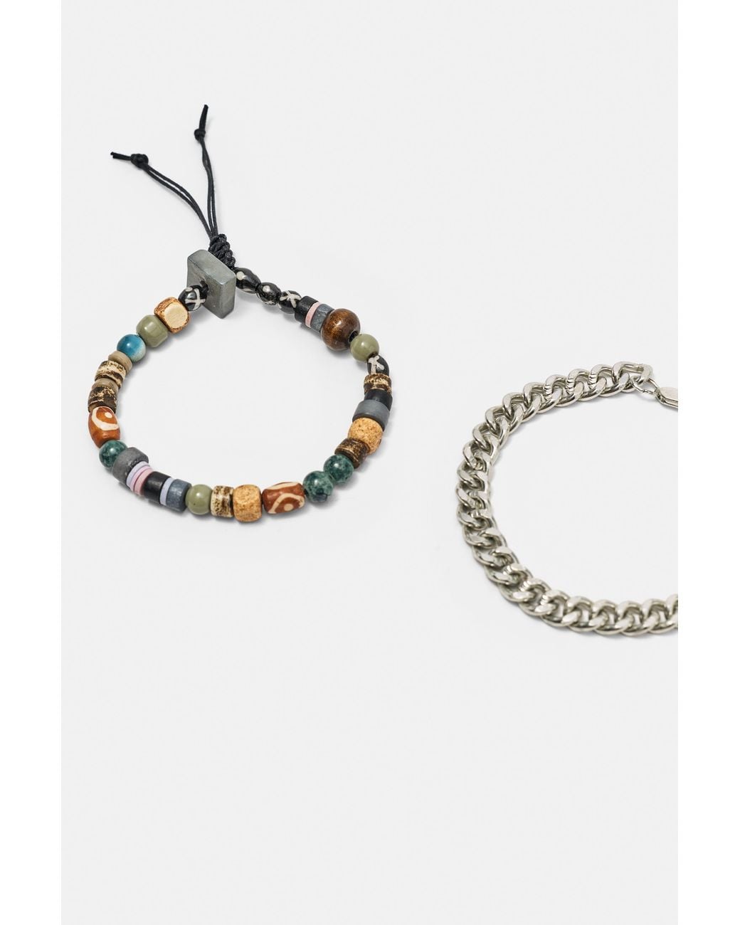 Pull&Bear White Pack Of 4 Beaded Bracelets for men