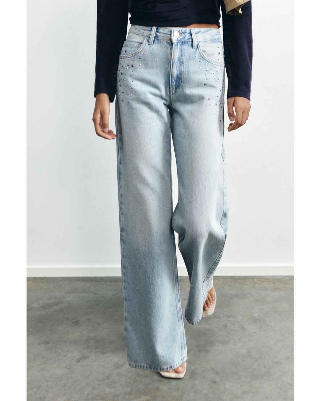 Pull&Bear Black Eyelet Baggy Jeans