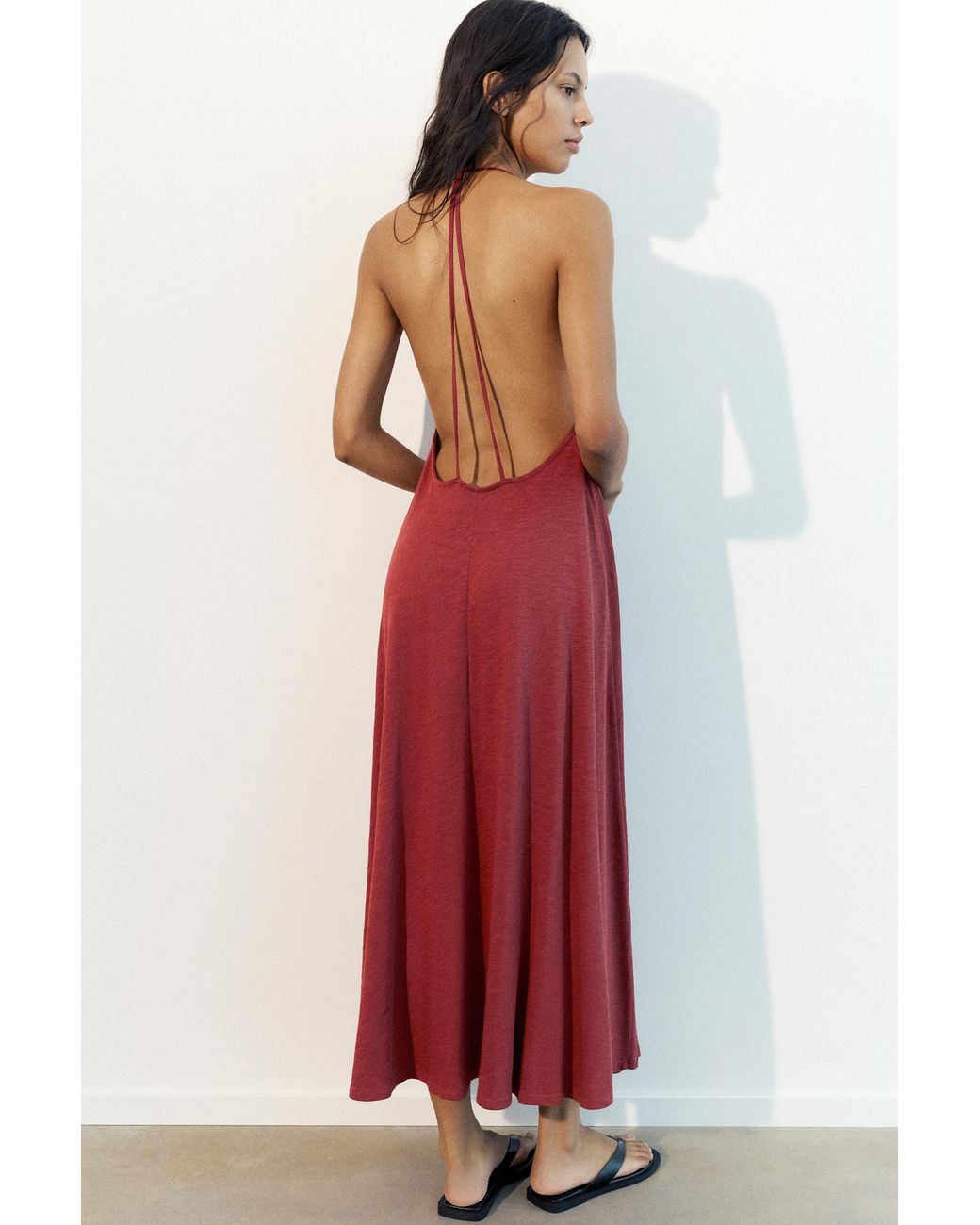 Pull&Bear Red Strappy Back Midi Dress