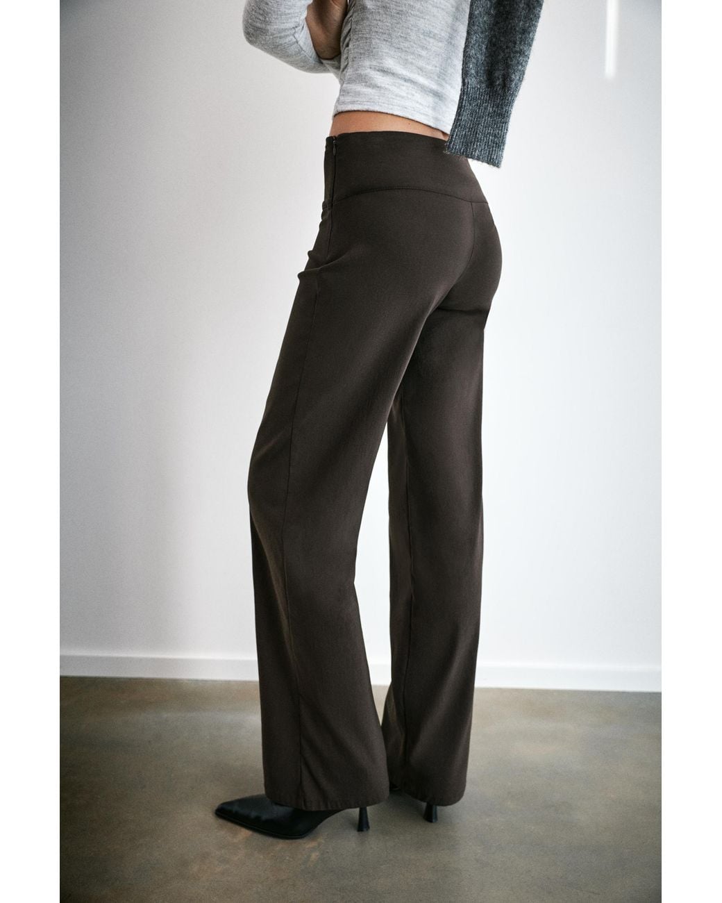 Pull&Bear Gray Straight-Leg Double Buckle Trousers