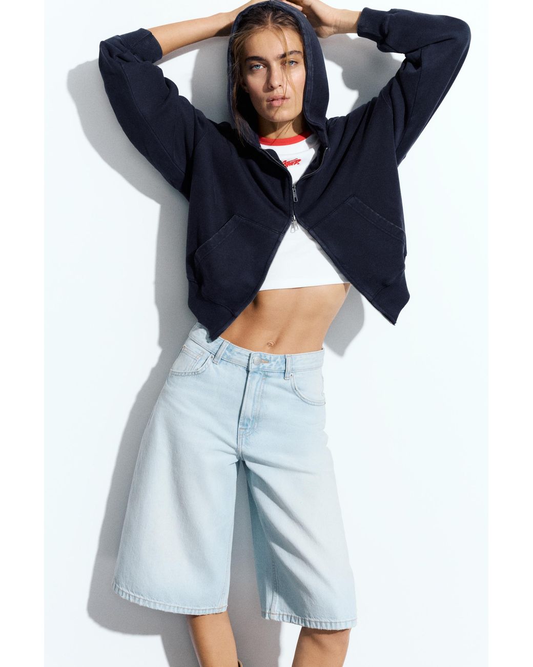 Pull&Bear Blue Jorts Mit Tiefer Bund