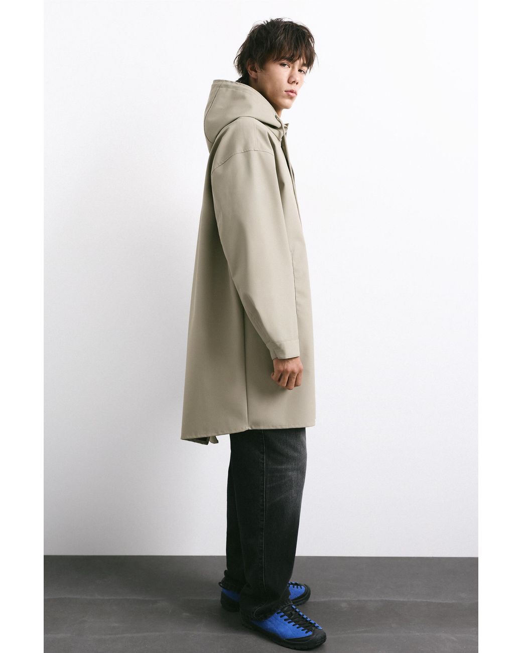 Coupe-Vent Long À Capuche Pull&Bear pour homme en coloris Gray
