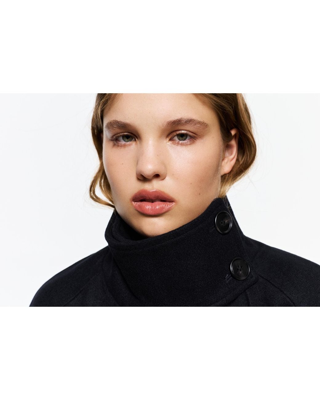 Pull&Bear Blue High Neck Belted Coat