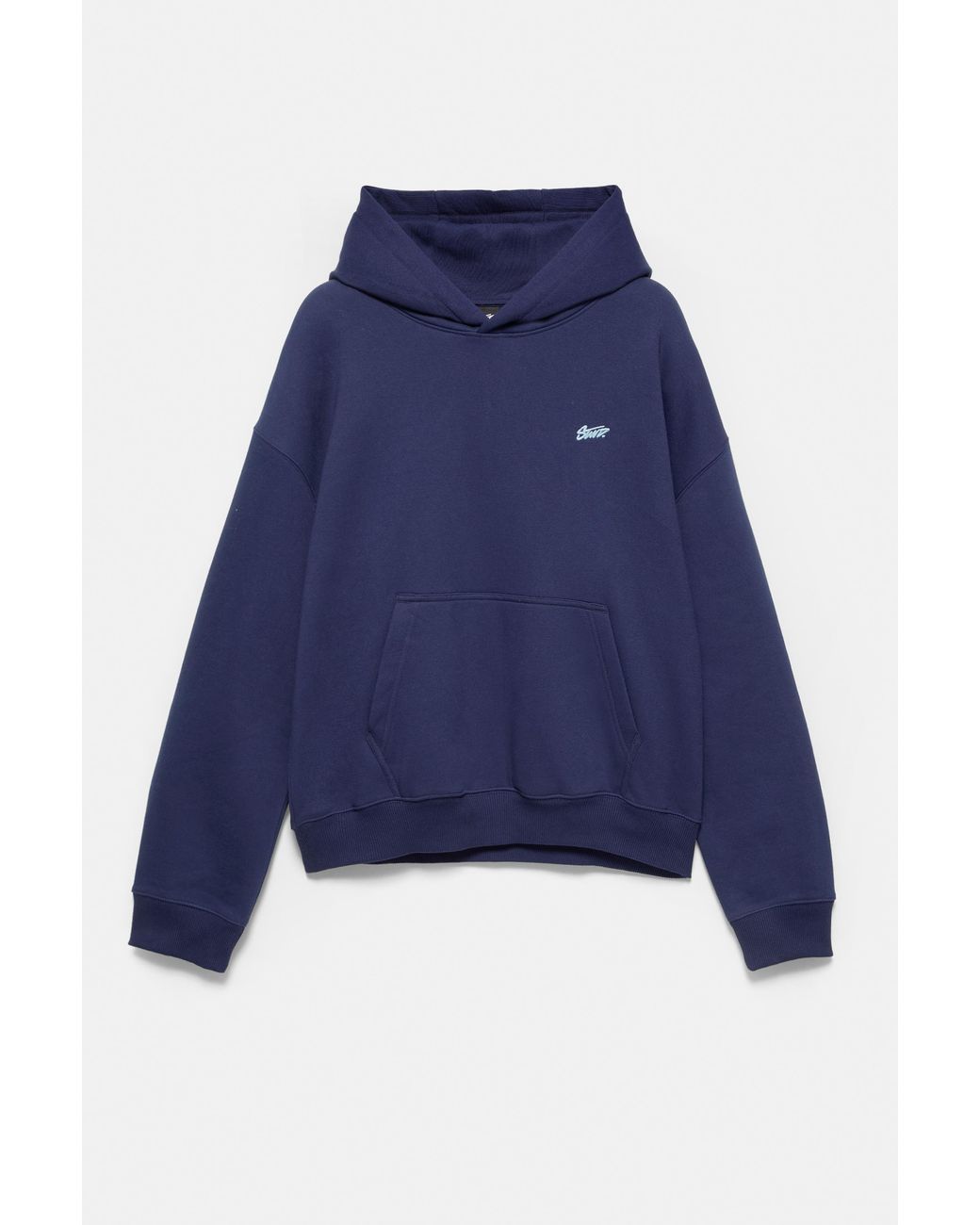 Pull&Bear Blue Stwd Logo Boxy Hoodie for men