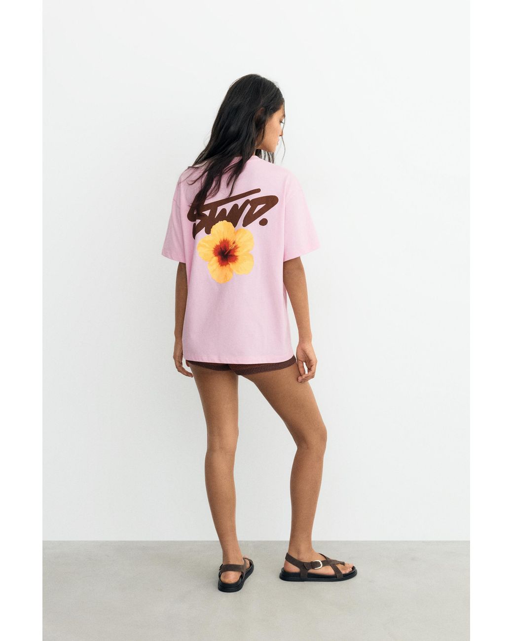 Pull&Bear Blue Stwd Flower T-Shirt