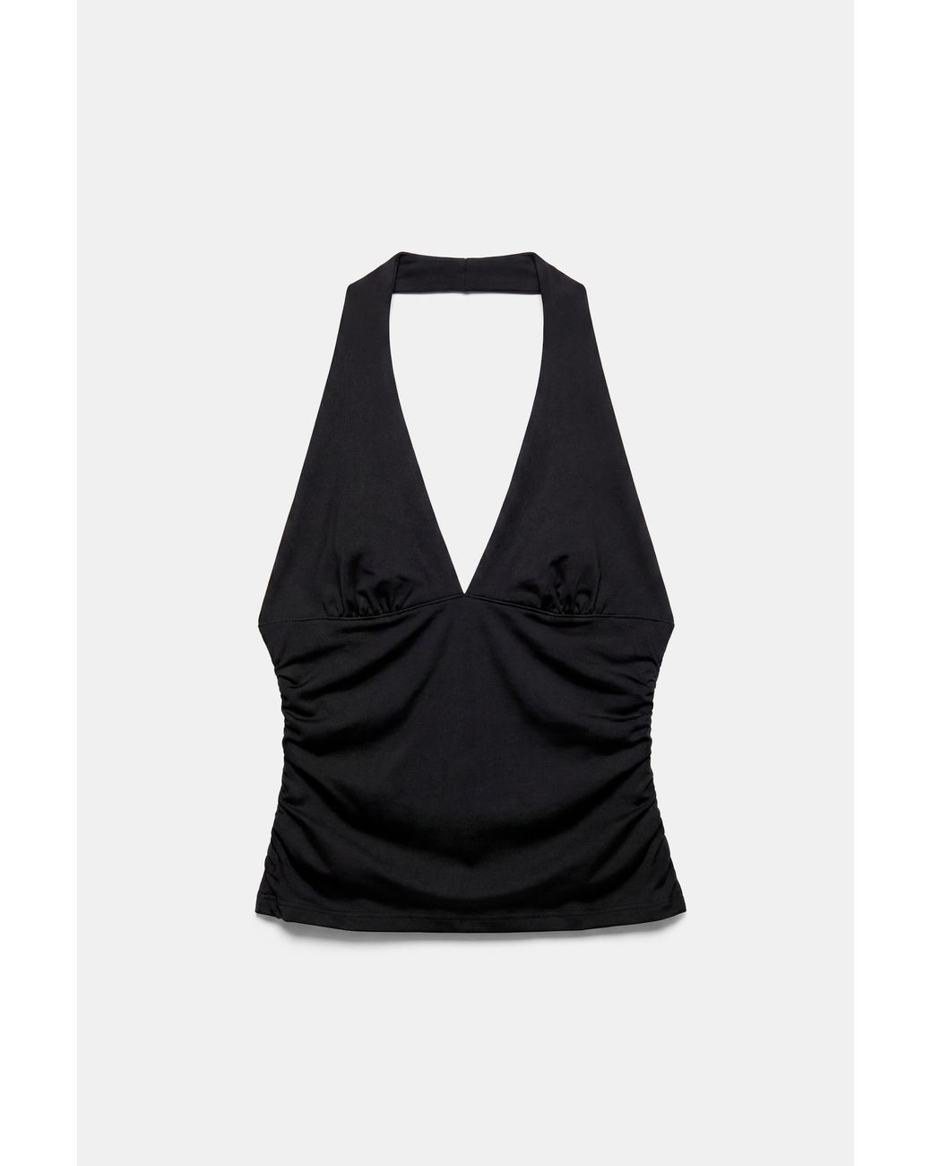 Pull&Bear Black Halter Neck Top With Gathering