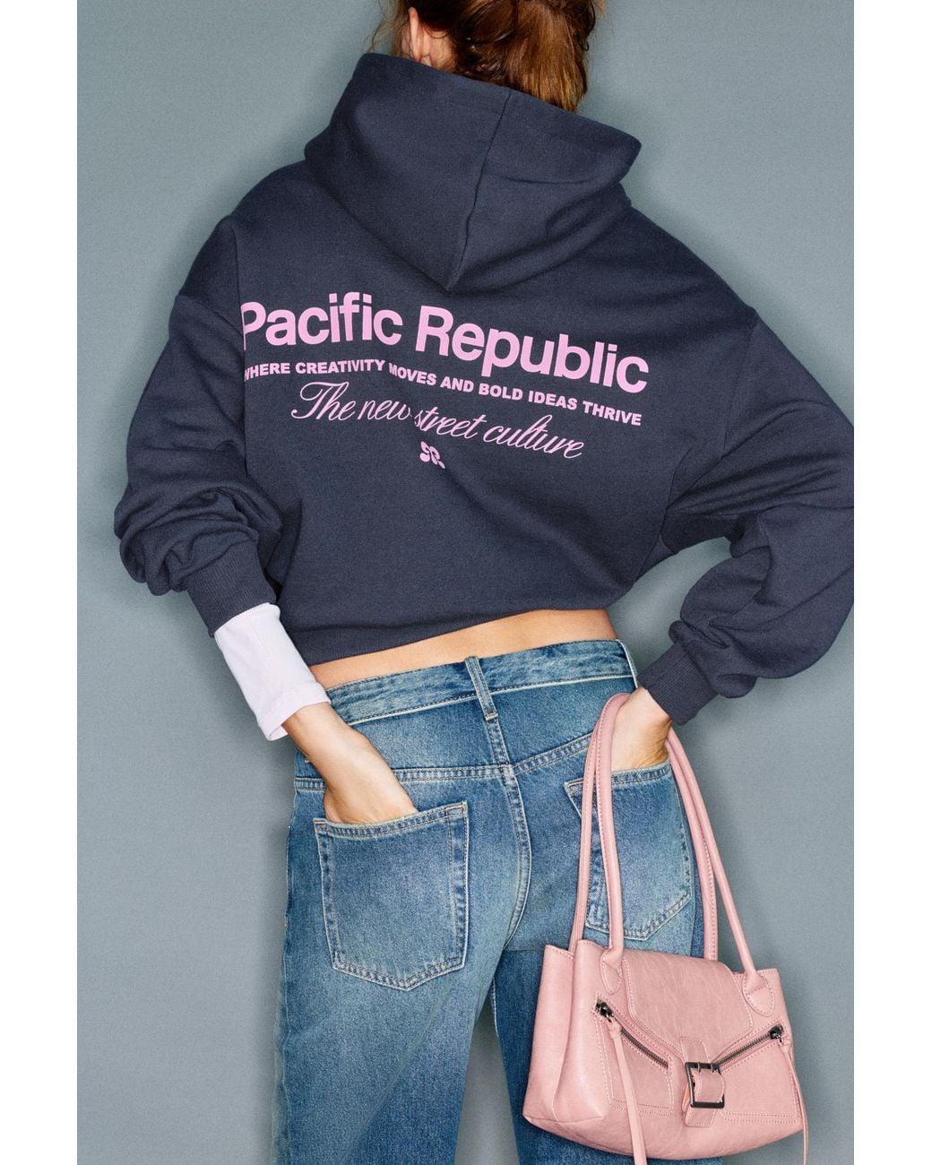 Pull&Bear Blue Logo Hood Sweatshirt