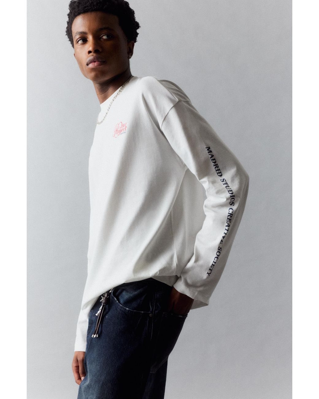 Pull&Bear Gray Relaxed Fit Graphic T-Shirt for men