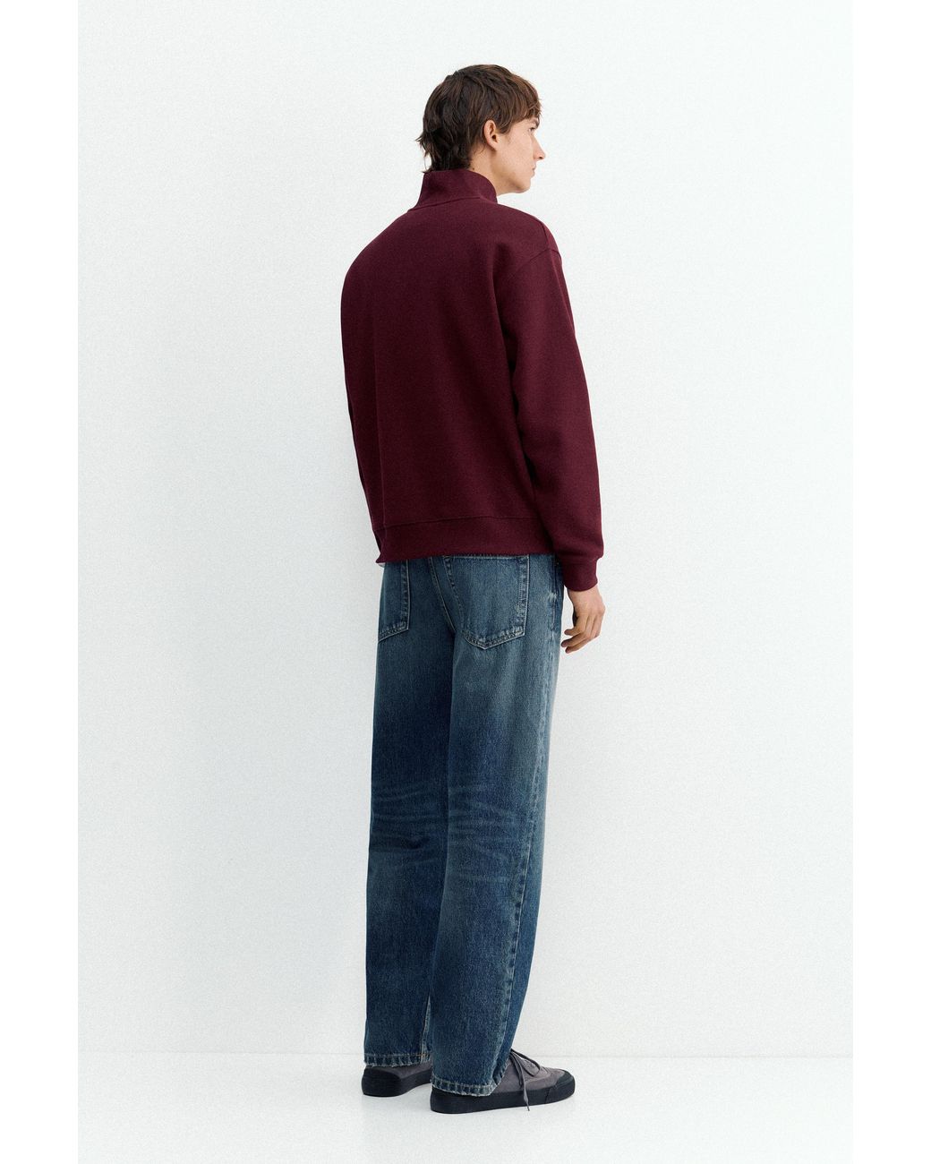 Pull&Bear Red Quarter-Zip Sweatshirt for men