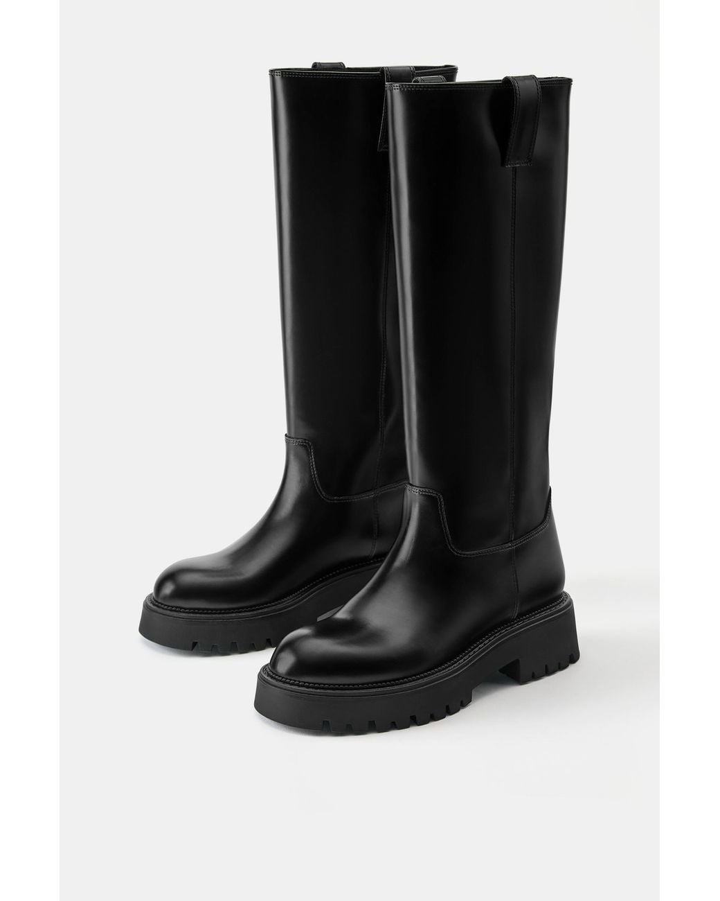 Pull&Bear Black Flat Tall Boots