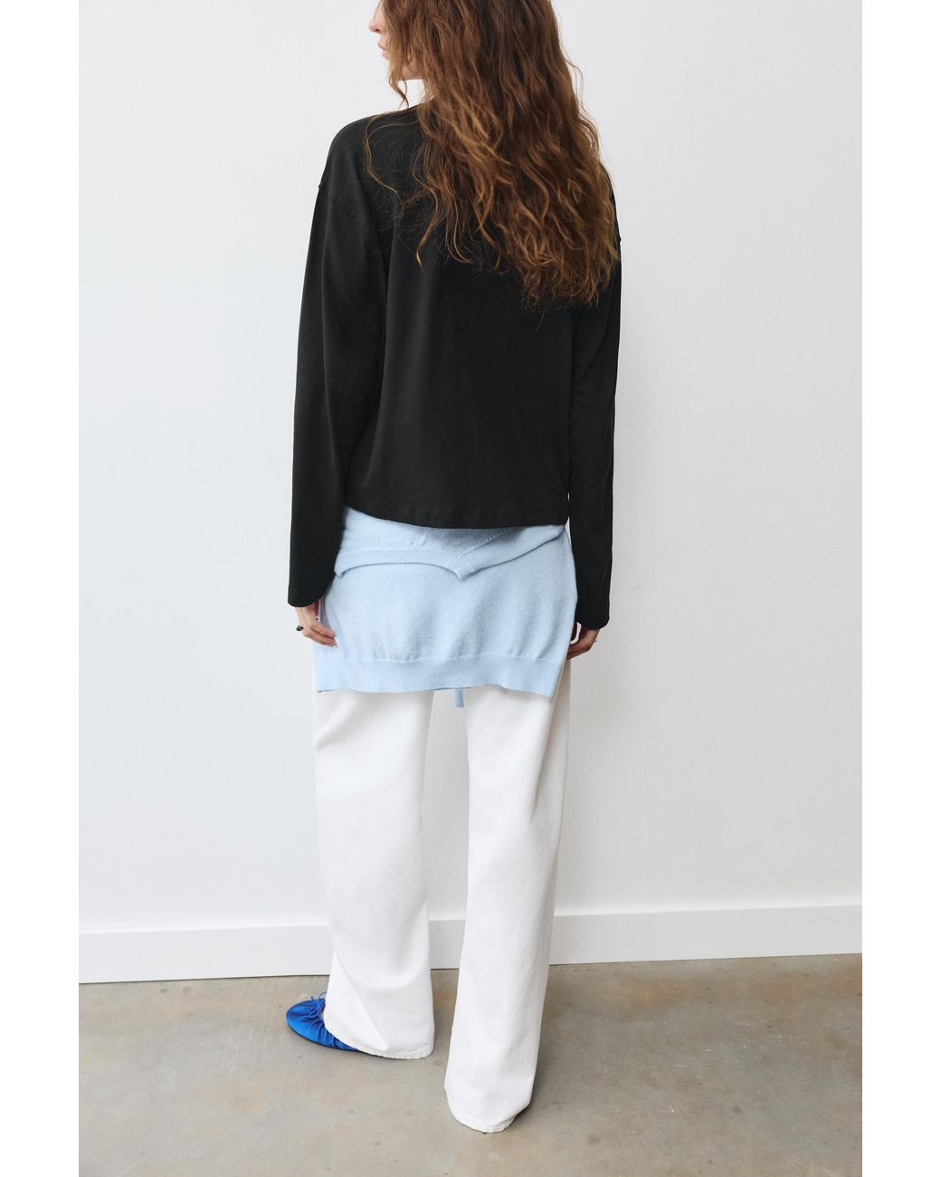 Pull&Bear Black Boxy-Fit Long Sleeve T-Shirt