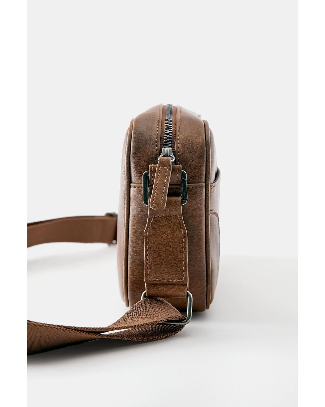 Pull&Bear Brown Distressed Crossbody Bag for men